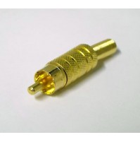 CONNETTORE AUDIO VIDEO JACK RCA MASCHIO METALLICO DORATO VOLANTE - 2 PEZZI
